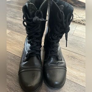 Steve Madden Black Leather Combat Boots